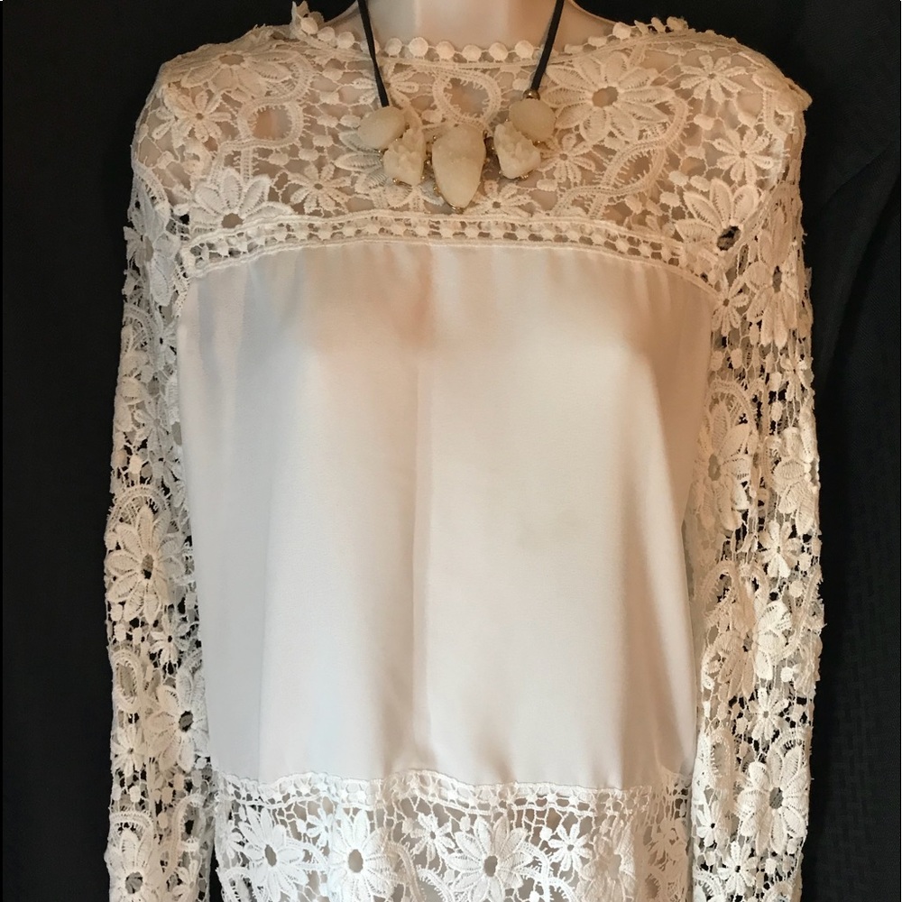 White Lacey Blouse from China. US LARGE NWOT